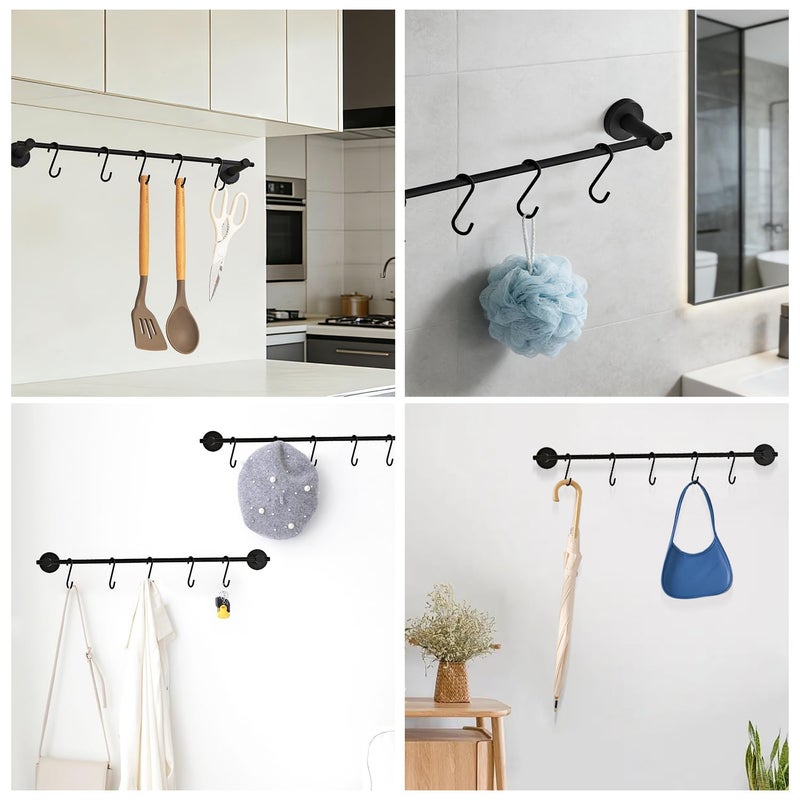 Hiendure 21.6 Inch Towel Bar with 5 S Shaped Hooks,Brass Towel Holder Brushed Gold Towel Rack for Bathroom Kitchen - Image 2
